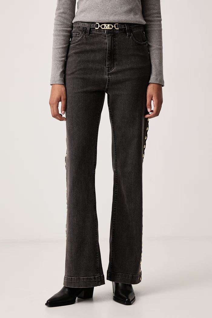 Lola Casademunt Jeansy flare damskie szary MF2614011