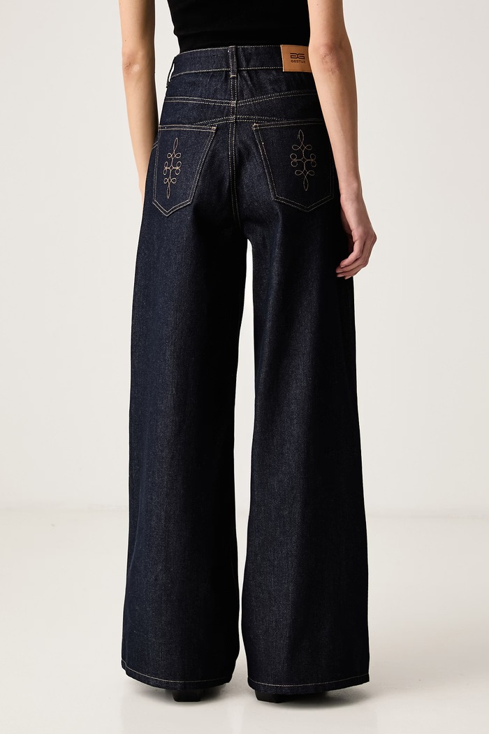 Odzież Gestuz Jeansy wide leg damskie GZthenna 10911982 granatowy