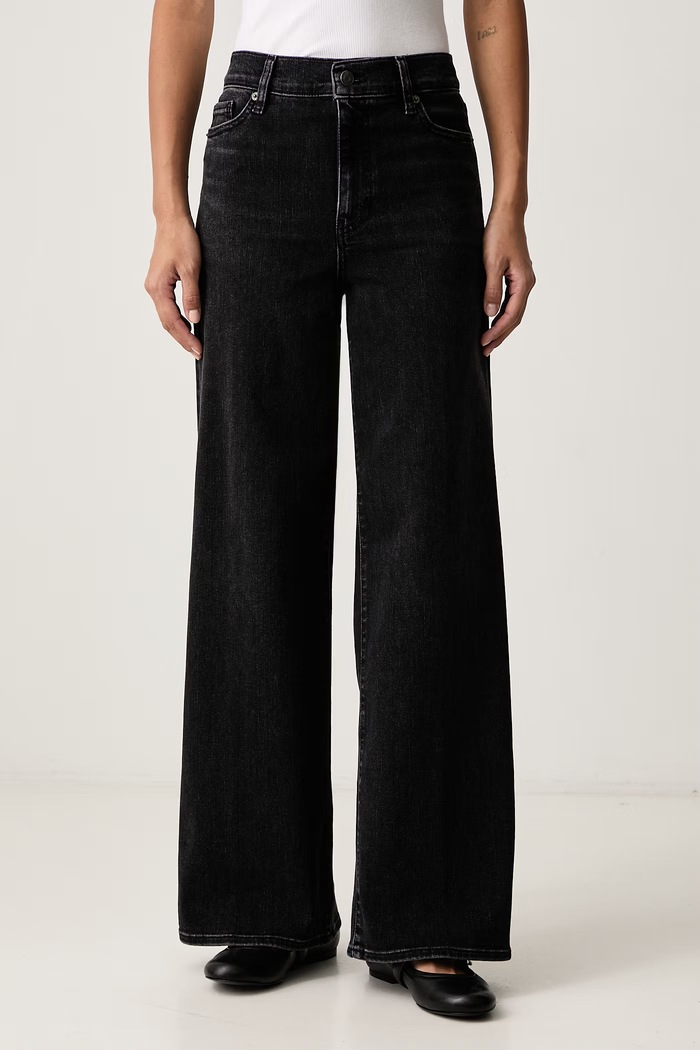 Frame LE SLIM PALAZZO blugi wide leg pentru femei negru LSP498