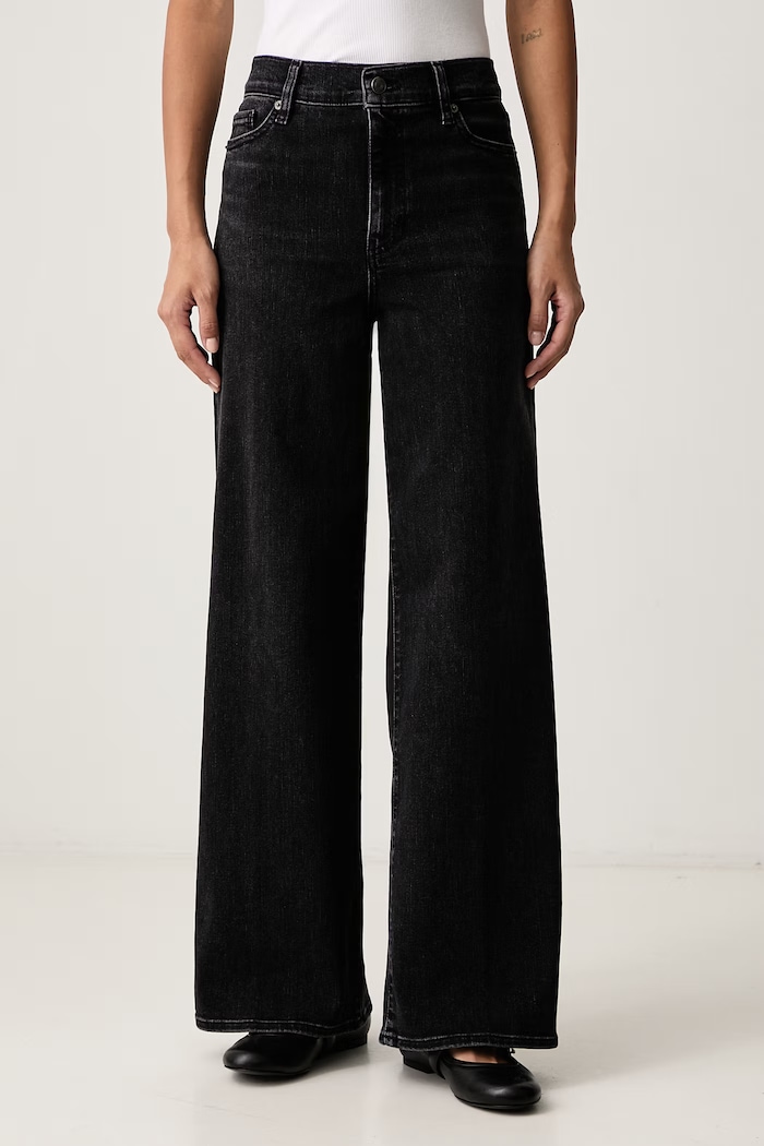 Frame LE SLIM PALAZZO blugi wide leg pentru femei negru LSP498