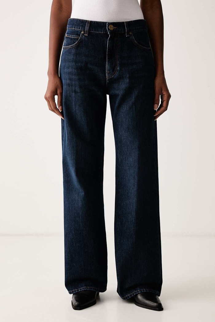 Pinko Jeansy wide leg damskie granatowy 101733.A3HG
