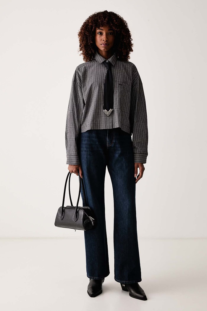 Pinko Jeansy wide leg damskie 101733.A3HG granatowy AW26