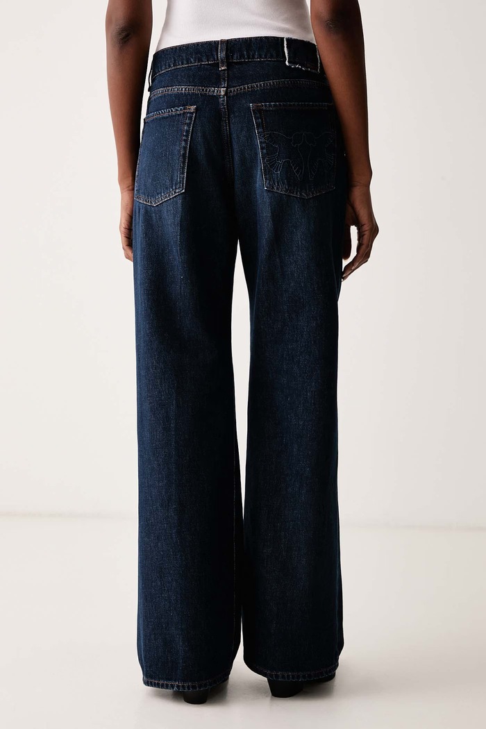 Odzież Pinko Jeansy wide leg damskie 101733.A3HG granatowy