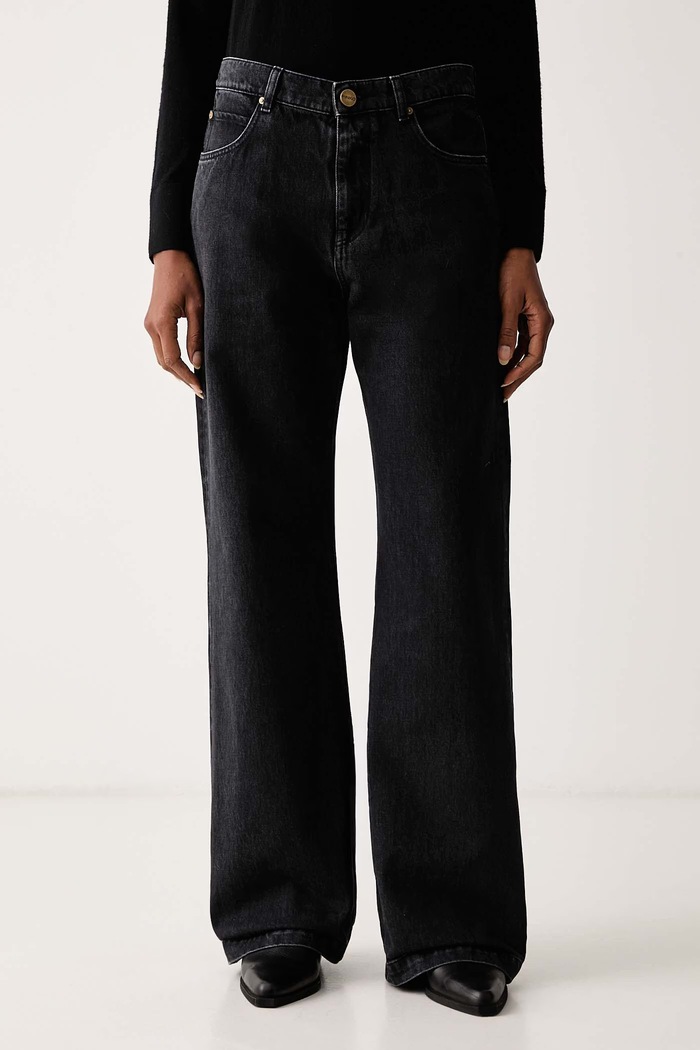 Pinko Jeansy wide leg damskie czarny 106383.A3K8