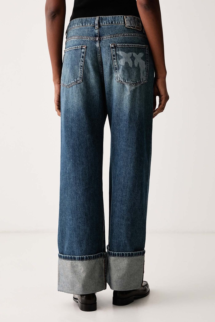 Odzież Pinko Jeansy wide leg damskie 105541.A3G7 niebieski