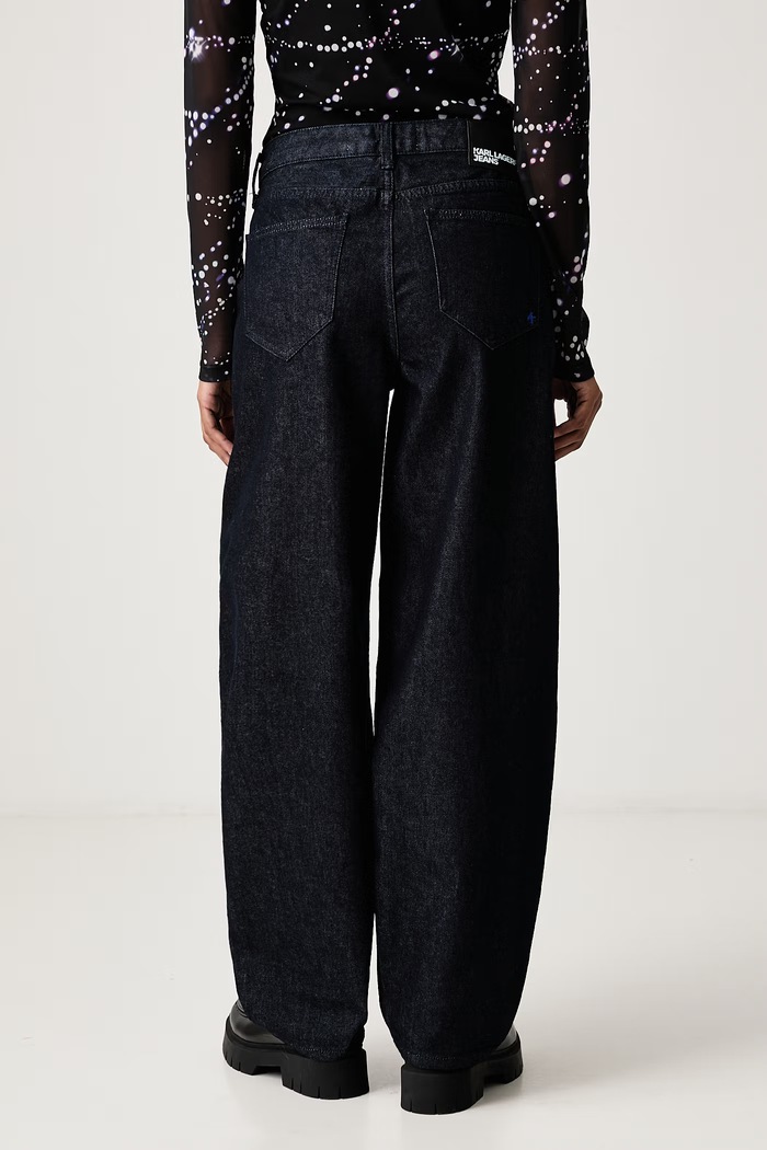 Odjeća Karl Lagerfeld Jeans Barrel traperice za žene B4W10112 mornarsko plava