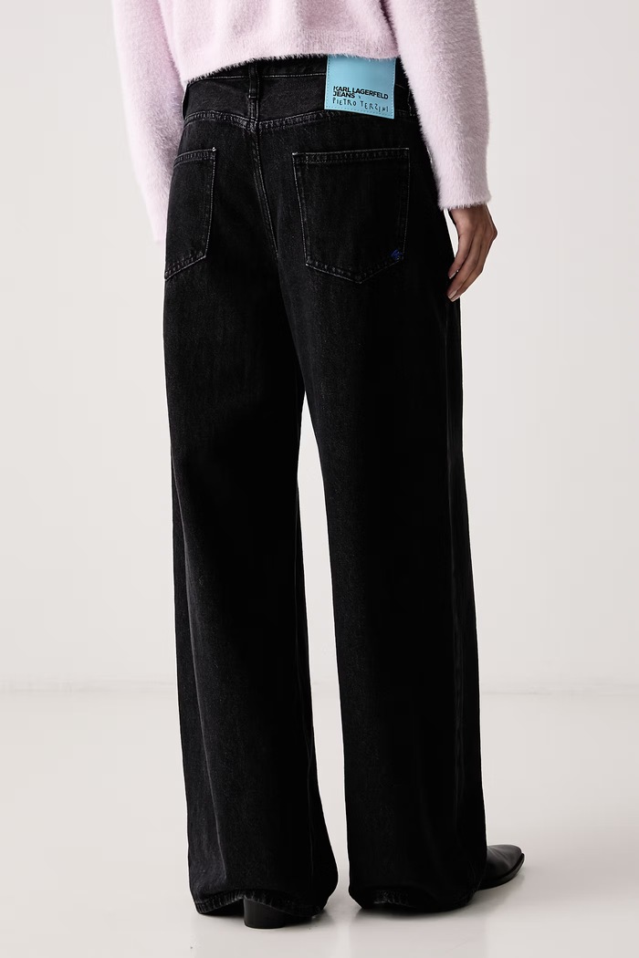 Odjeća Karl Lagerfeld Jeans Wide leg traperice za žene x Pietro Terzini B4W10111 crna