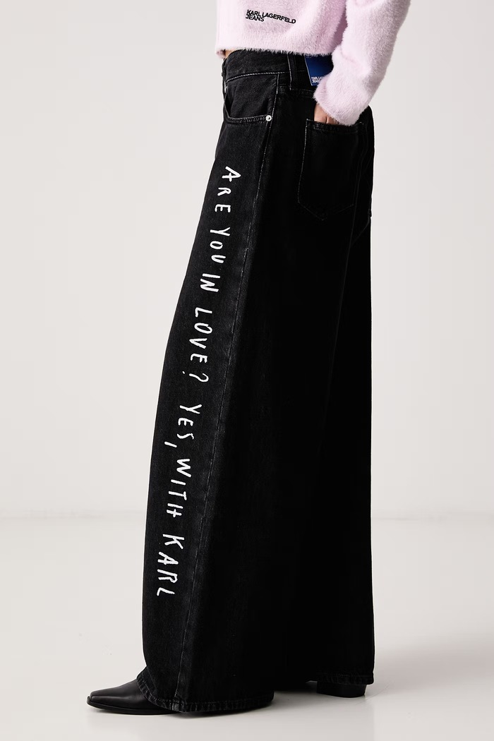 Wide leg traperice za žene x Pietro Terzini Karl Lagerfeld Jeans B4W10111 crna
