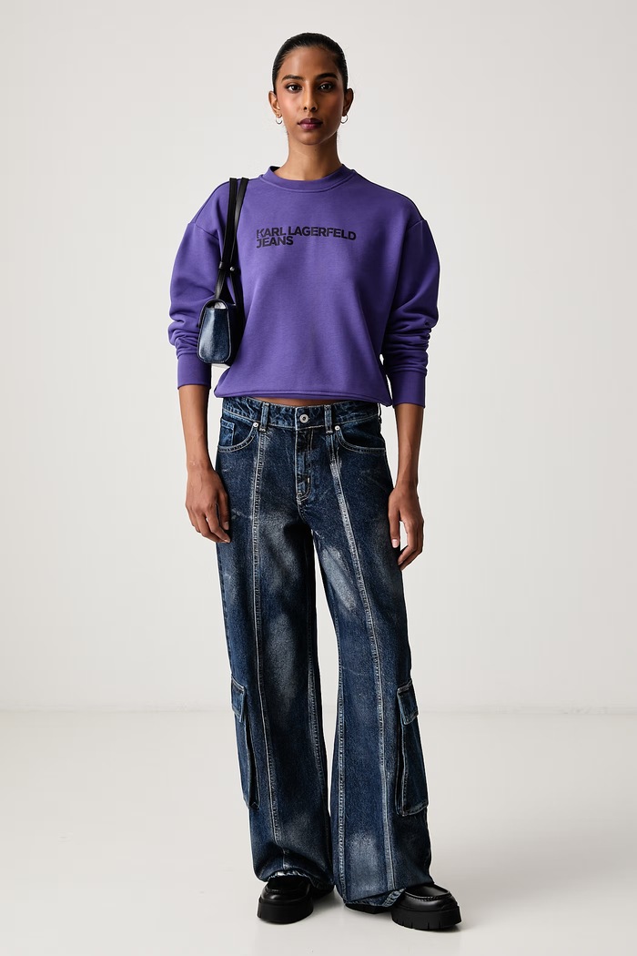 Karl Lagerfeld Jeans Relaxed fit traperice za žene B4W10042 mornarsko plava AW26