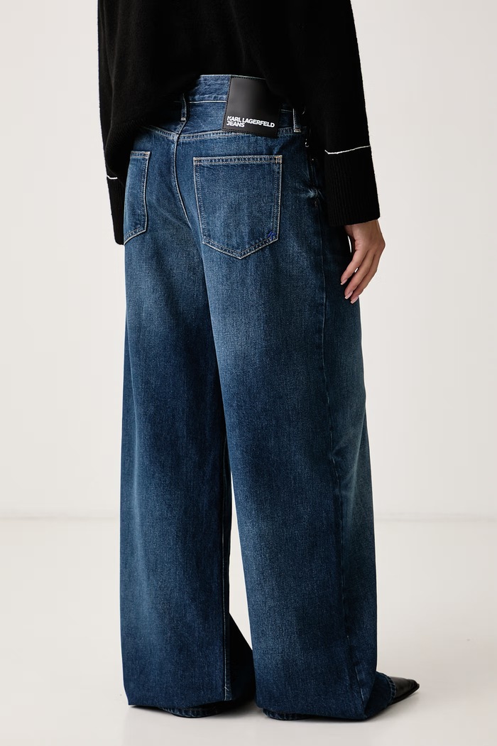 Odzież Karl Lagerfeld Jeans Jeansy wide leg damskie B4W10016 granatowy