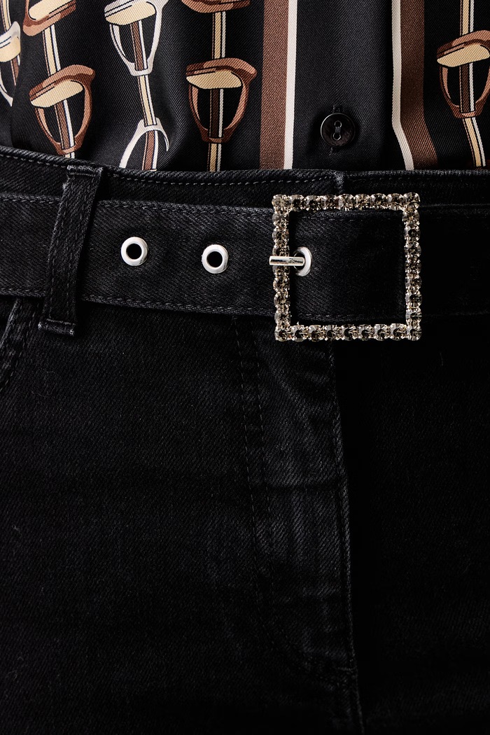Jeansy flare damskie Oplite Luisa Spagnoli 543512 czarny