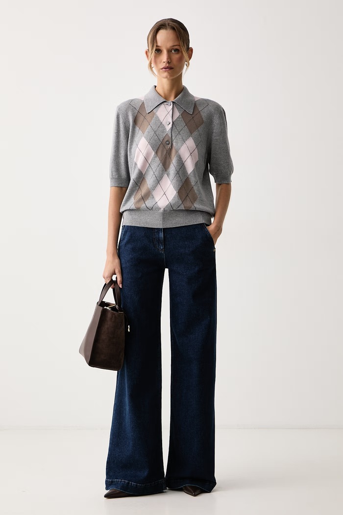 Luisa Spagnoli Jeansy flare damskie Onirico 543449 granatowy AW26