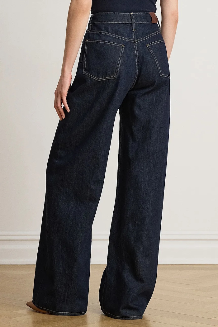 Lauren Ralph Lauren Jeansy wide leg damskie 200B27700 granatowy AW26