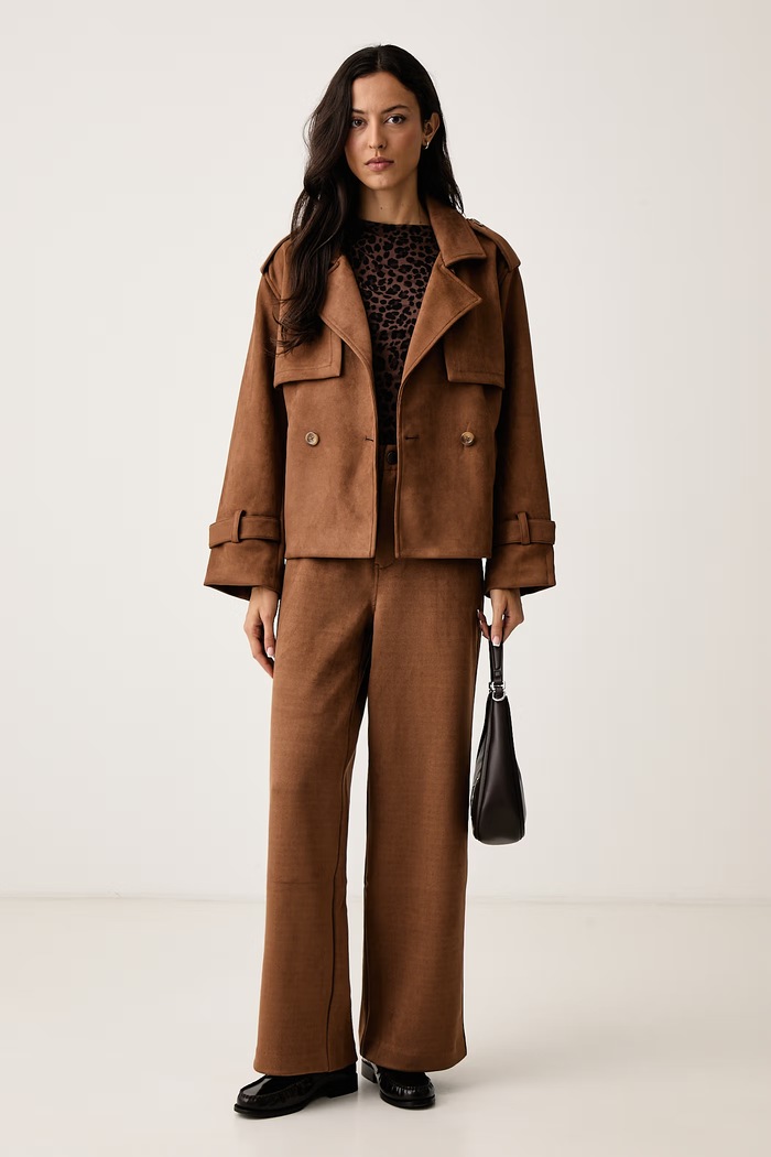 DKNY Spodnie damskie DJ6P3164 brązowy AW26