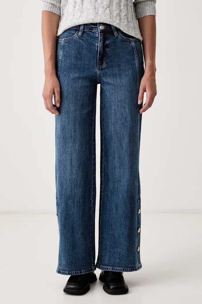 DKNY Jeansy wide leg damskie niebieski DJ6M4224