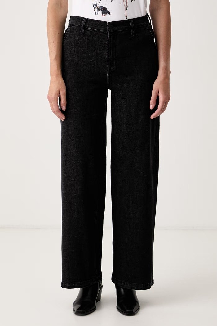 DKNY jeansy wide leg damskie czarny DJ5G4072