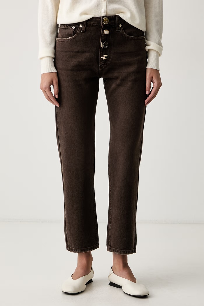 ViCOLO jeansy regular damskie brązowy DAC5106