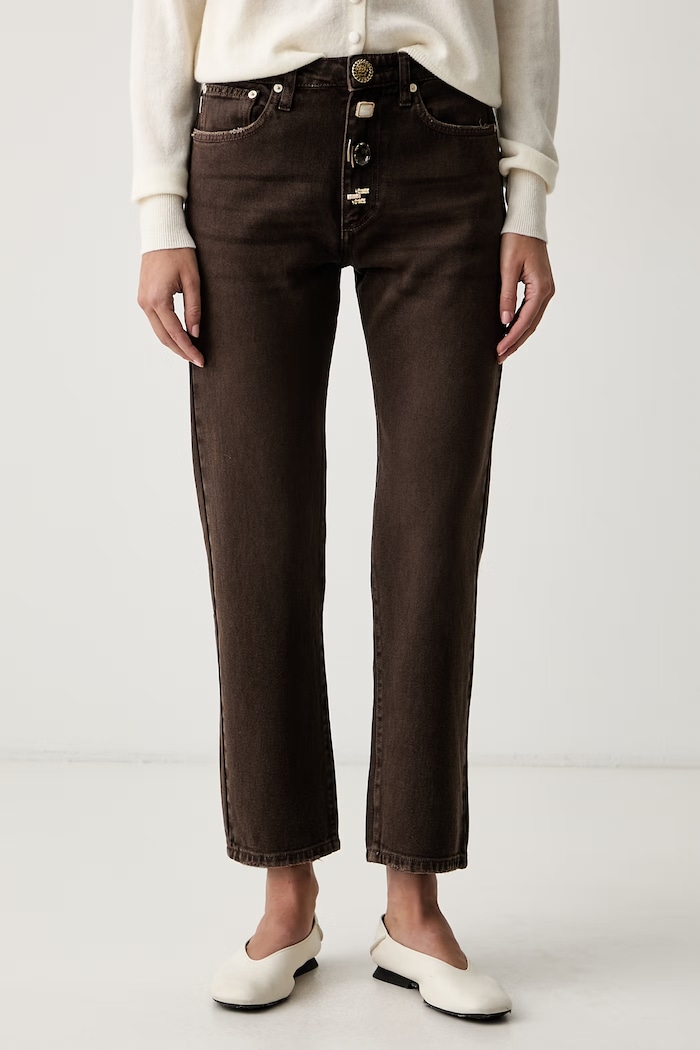 ViCOLO jeansy regular damskie brązowy DAC5106