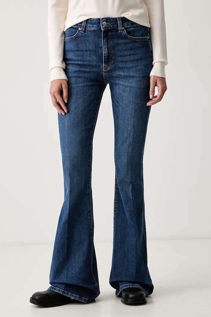 ViCOLO jeansy flare damskie niebieski DAC5063