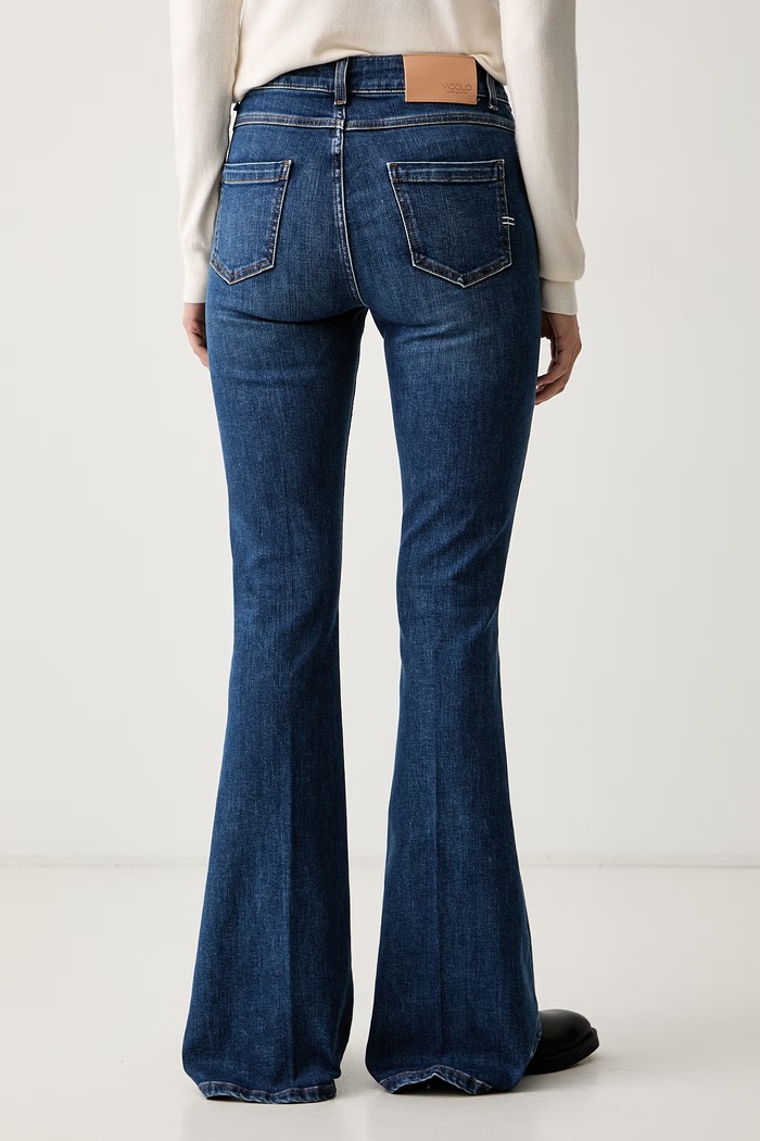 Odzież ViCOLO jeansy flare damskie DAC5063 niebieski