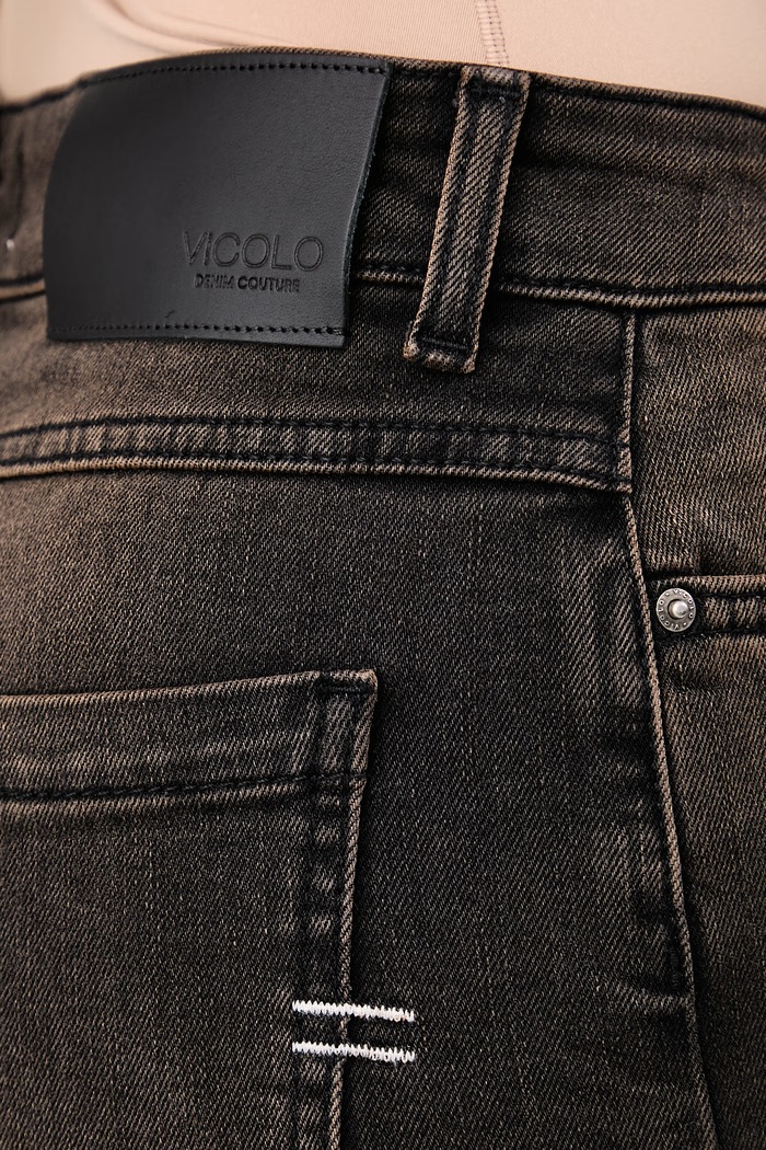 Jeansy flare damskie ViCOLO DAC5048 czarny