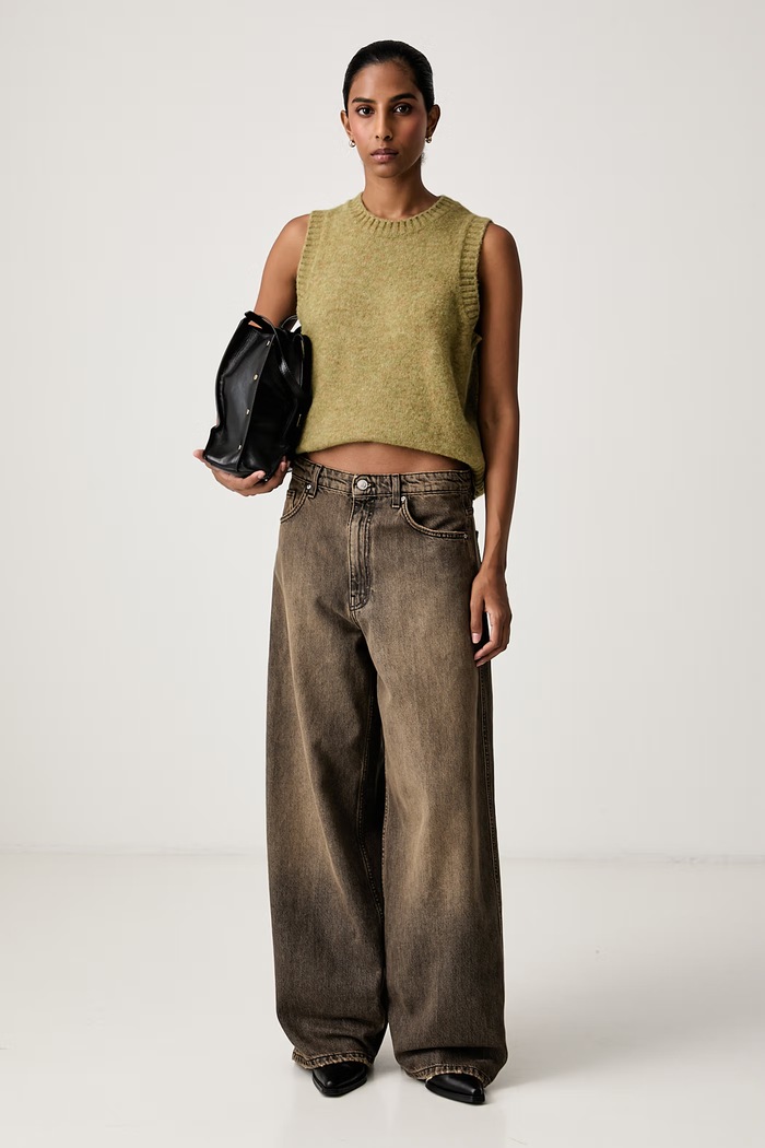 ViCOLO Jeansy wide leg damskie DAC5037 szary AW26