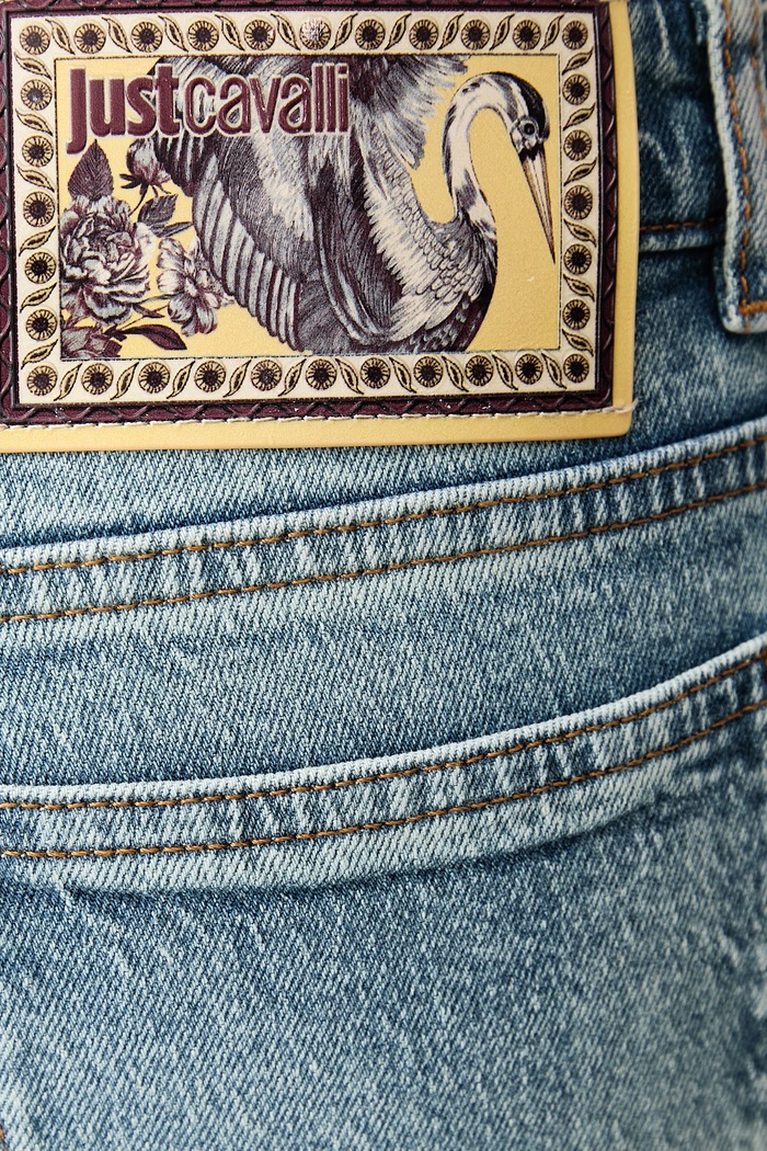 Jeansy straight damskie Just Cavalli 81PAB5S0.CDWAH niebieski