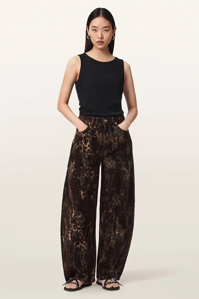 Jeansy barrel damskie JETT FLOCK AllSaints W033EF brązowy