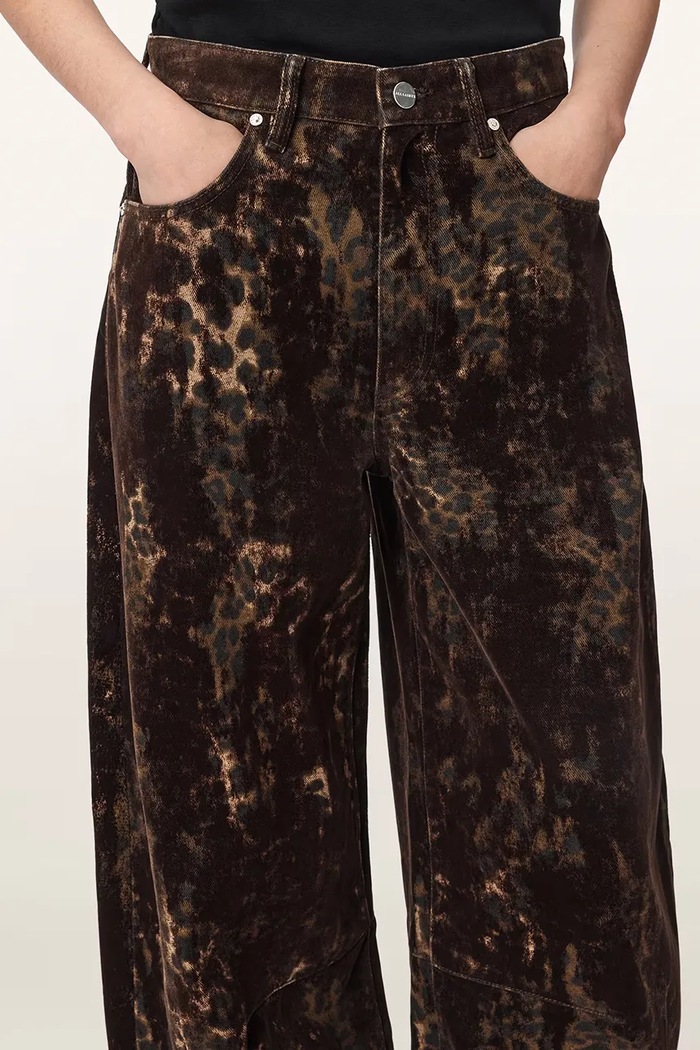 Jeansy barrel damskie JETT FLOCK AllSaints brązowy W033EF