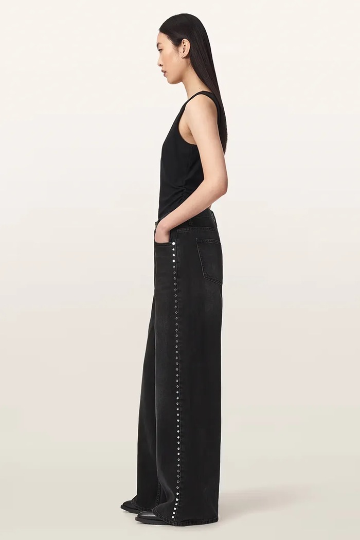 Jeansy straight damskie SWAY AllSaints czarny W027EF