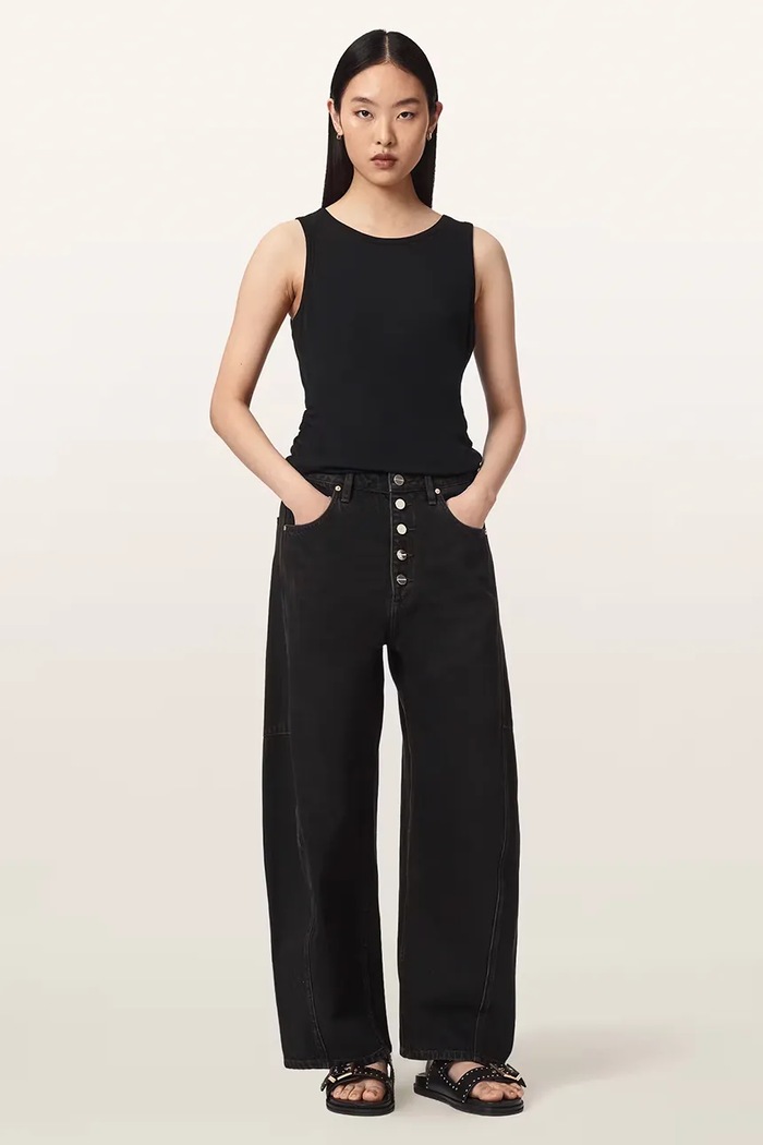 Jeansy barrel damskie CARTER BUTTON JEAN AllSaints W003EF brązowy