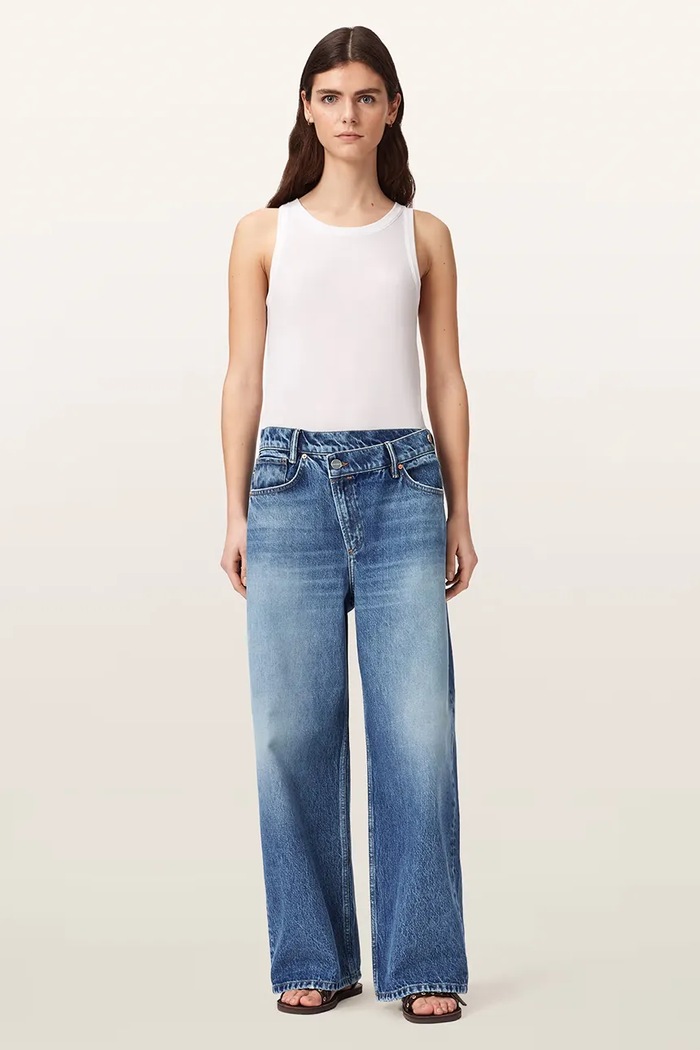 Jeansy wide leg damskie AKI CROSSOVER JEAN AllSaints W037EF niebieski