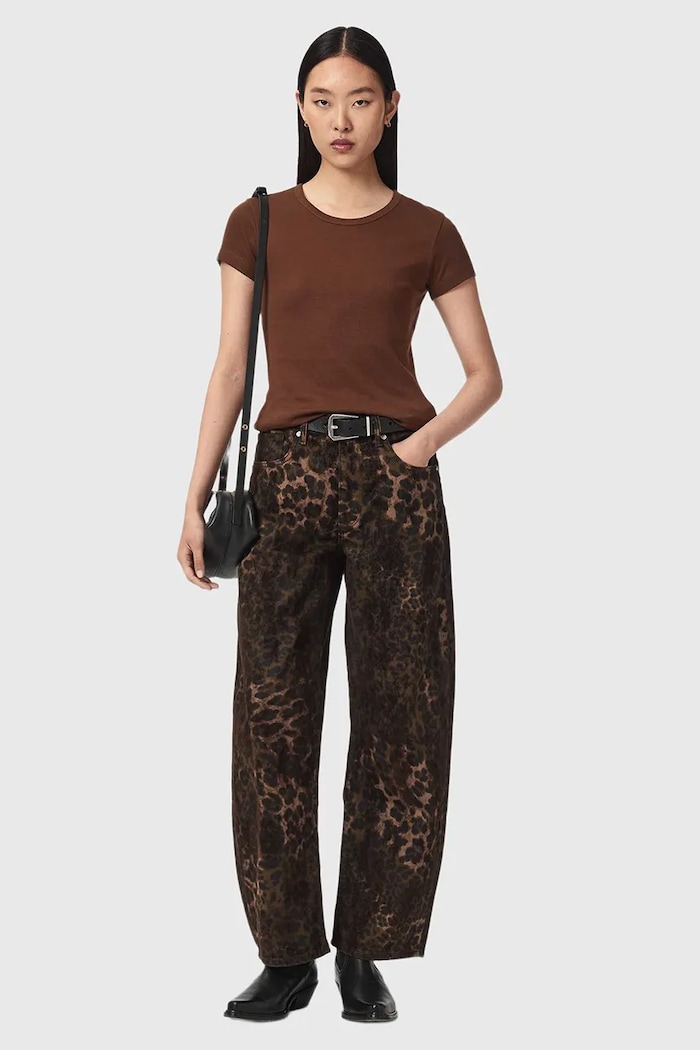 Odzież AllSaints Jeansy boyfriend damskie SADIE BARREL JEAN W031EF brązowy