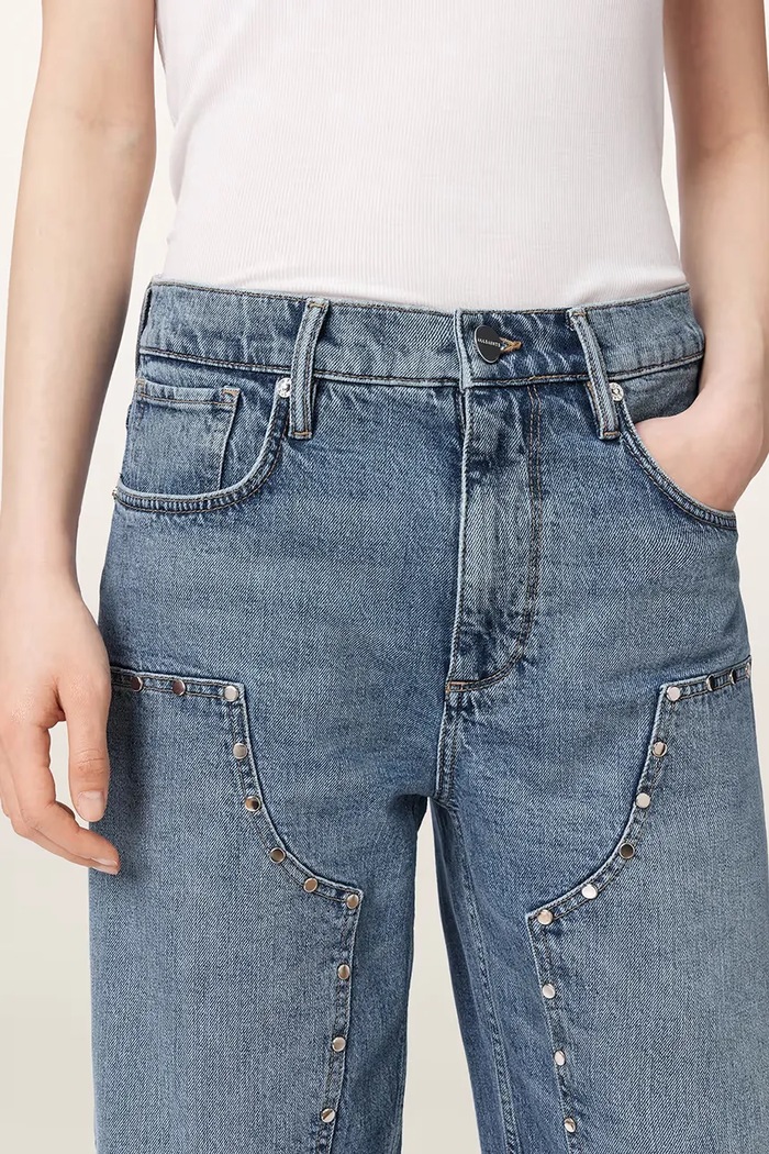Jeansy barrel damskie SADIE STUD JEAN AllSaints niebieski W029EF