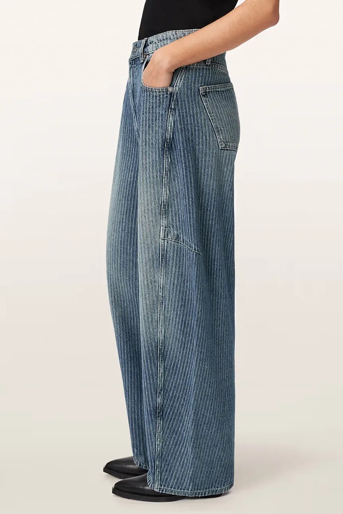 Jeansy barrel damskie CARTER STRIPE JEAN AllSaints W008EF niebieski