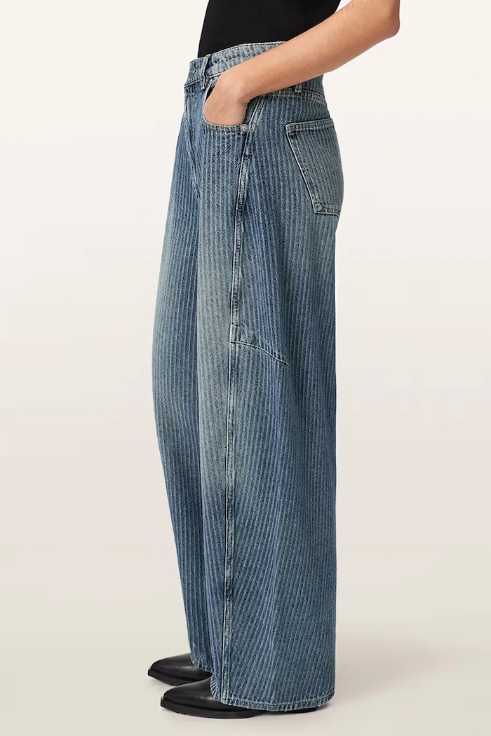 Jeansy barrel damskie CARTER STRIPE JEAN AllSaints W008EF niebieski