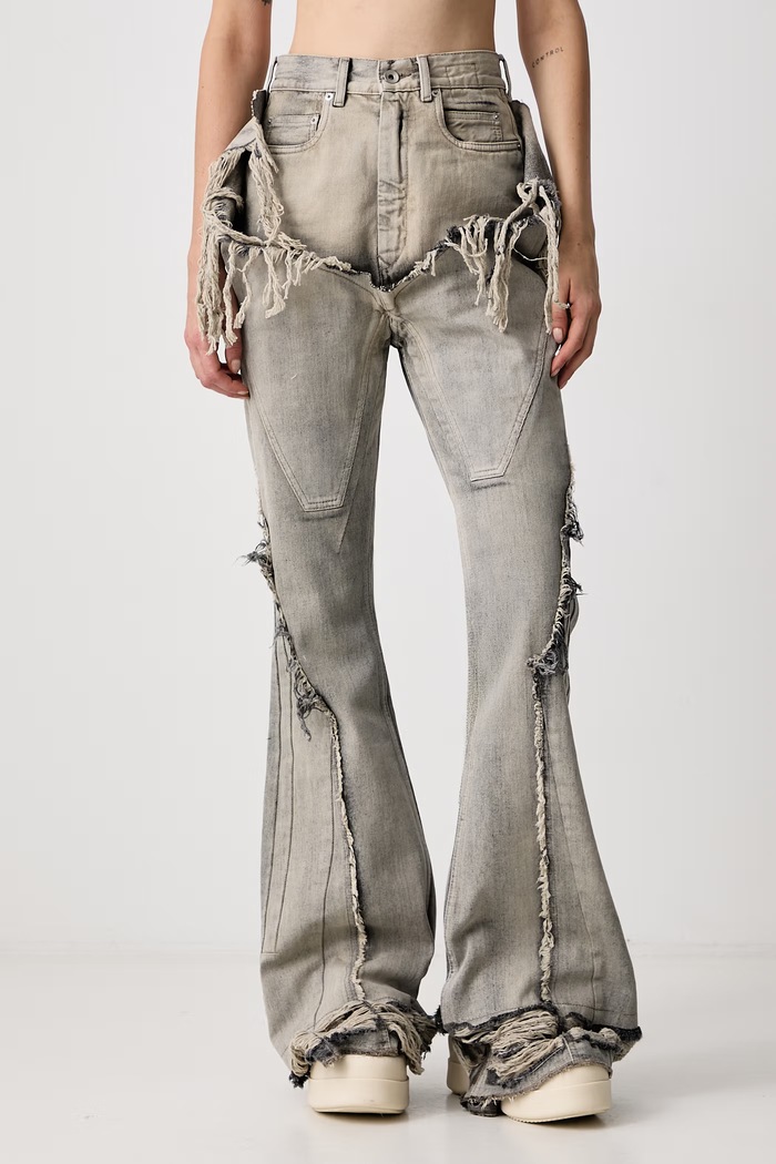 Rick Owens DRKSHDW Slivered Bootcut flare traperice za žene siva DS02F6304.DMKSH