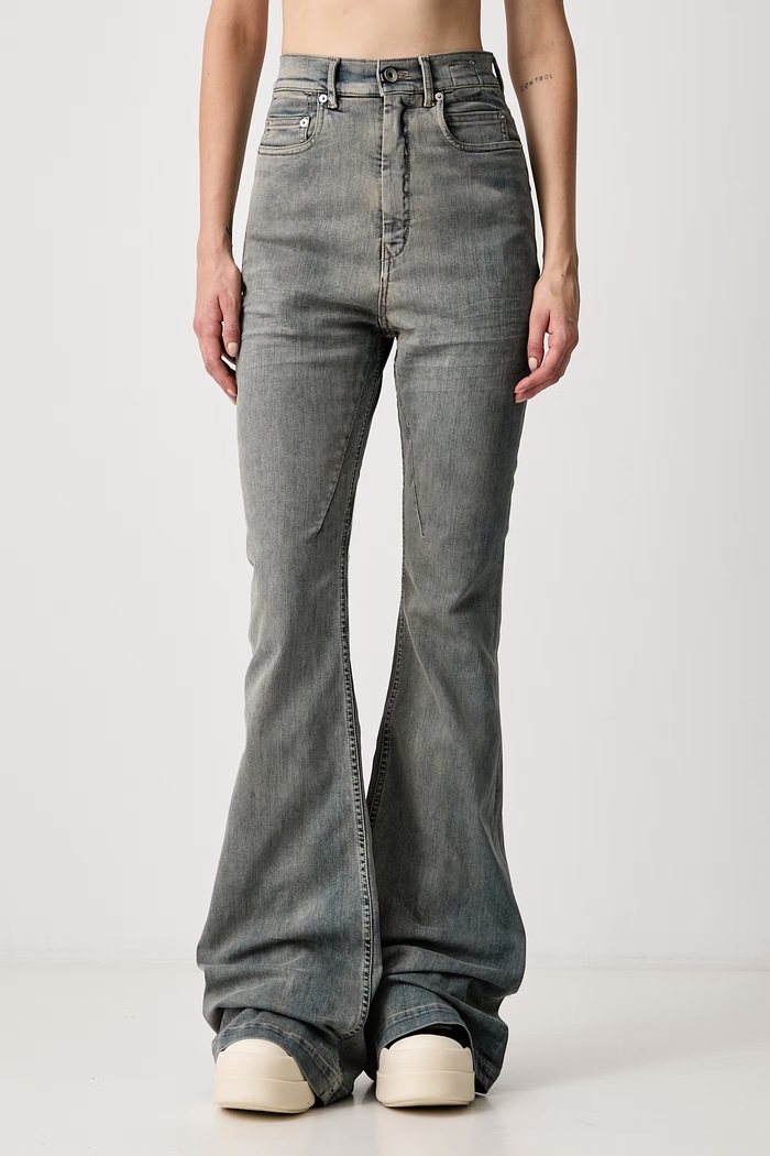 Rick Owens DRKSHDW Bolan Bootcut flare traperice za žene plava DS02F6311.SDMI