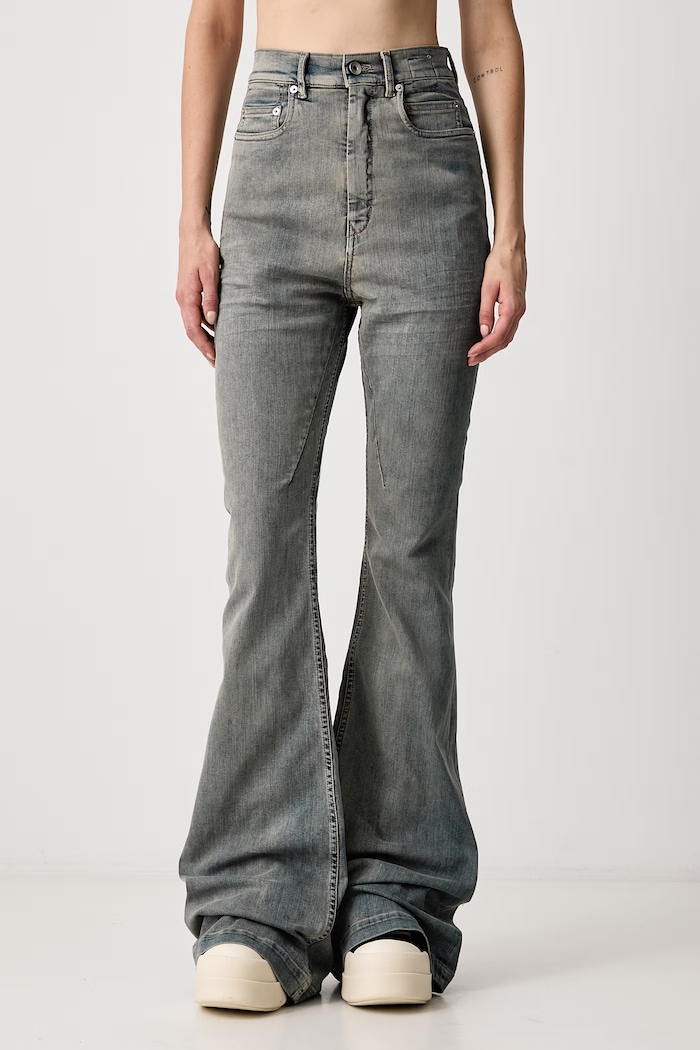 Rick Owens DRKSHDW Bolan Bootcut flare traperice za žene plava DS02F6311.SDMI