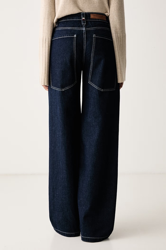 Odzież Aeronautica Militare Jeansy wide leg damskie PJ0213DCT04347 granatowy