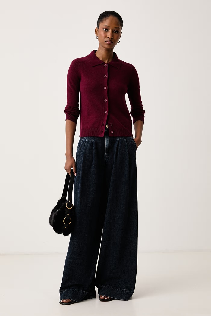 iBlues Jeansy wide leg damskie IBLQUINN 2627186061200 granatowy AW26