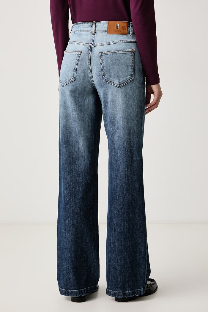 Odzież Fracomina Jeansy wide leg damskie FS26WV3014D401Q1 niebieski
