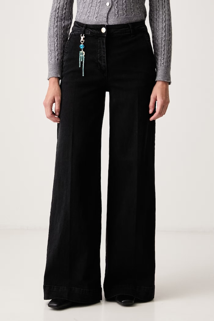 Fracomina Jeansy wide leg damskie czarny FS26WV3015D42093