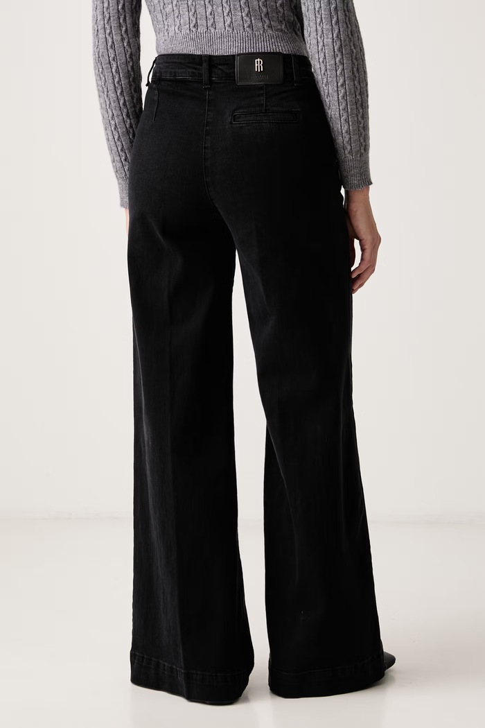 Odzież Fracomina Jeansy wide leg damskie FS26WV3015D42093 czarny