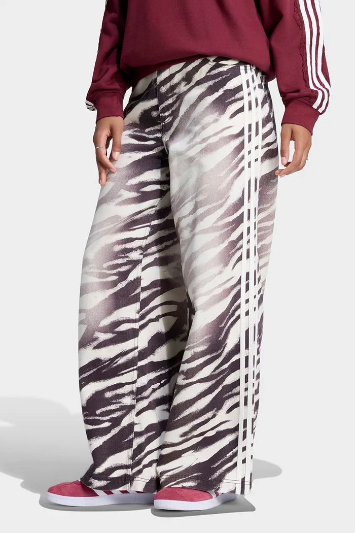 adidas Originals Jeansy wide leg damskie Adilenium Season 6 Zebra Wide Leg brązowy LH1954