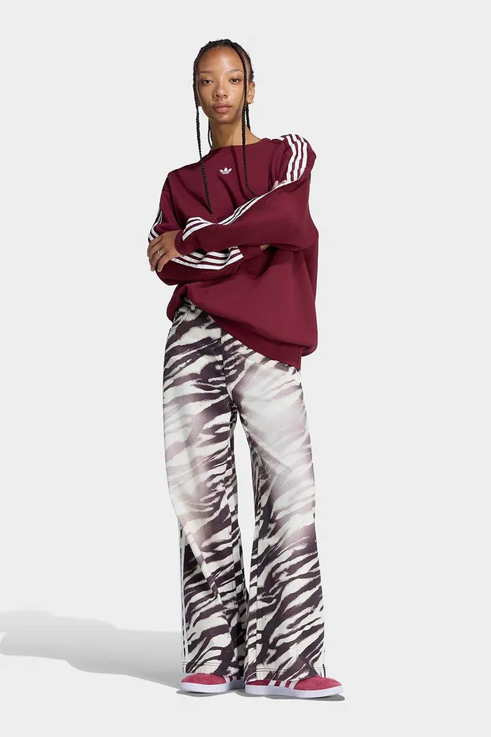 Odzież adidas Originals Jeansy wide leg damskie Adilenium Season 6 Zebra Wide Leg LH1954 brązowy