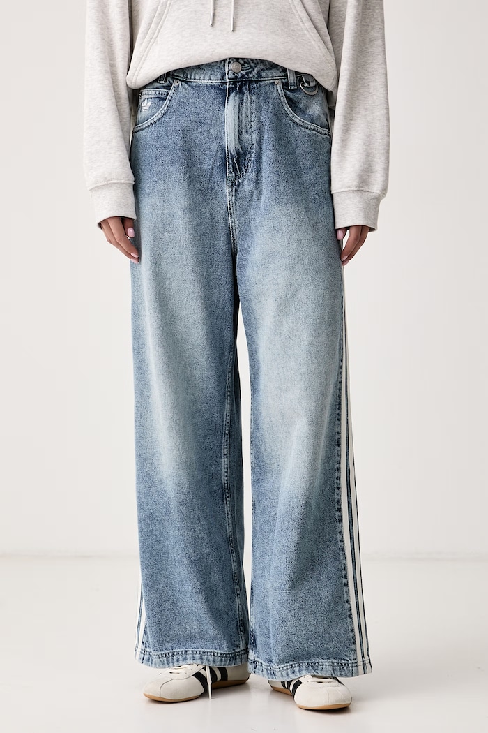 adidas Originals Jeansy wide leg damskie Adilenium Season 6 Baggy Denim niebieski LH1952