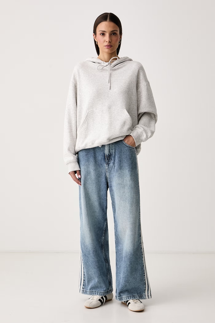 adidas Originals Jeansy wide leg damskie Adilenium Season 6 Baggy Denim LH1952 niebieski AW26