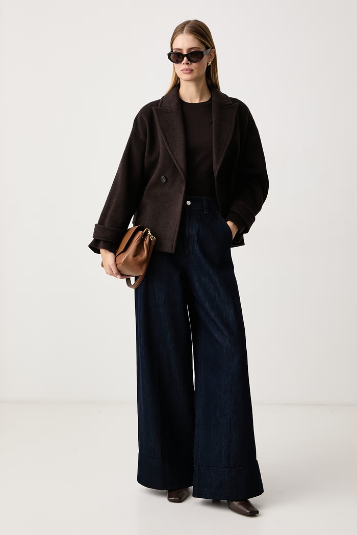 BOSS Wide leg traperice za žene WIDE LEG 1.0 50569644 mornarsko plava AW26