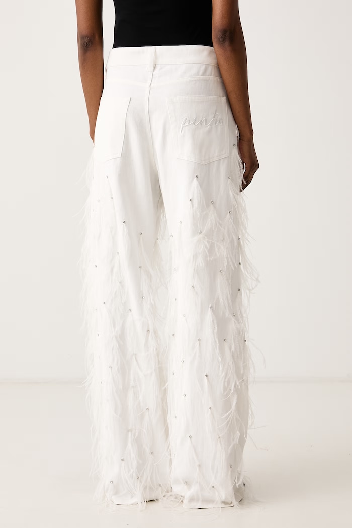 Дрехи Pinko Дънки wide leg дамски 107868.A3LG бял